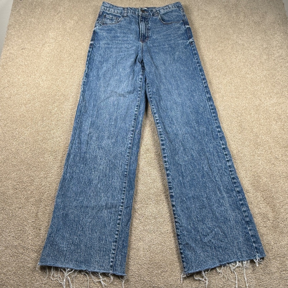 Kensie Women 4/27 Blue Wide Leg Jeans Womens High Rise Retro Luxe Stretch Denim